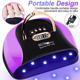 LIMEGIRL مصباح أظافر سريع الجفاف عالي الطاقة جديد، مصباح مجفف أظافر بتقنية LED، مصباح UV LED للأظافر مهني قوي لتجفيف طلاء الجل، مصباح مجفف أظافر 60 مصباح LED، قابس أوروبي