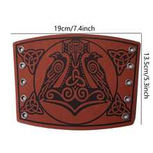 2pcs Handmade Personalized Cycling Arm Sleeves, Simple Waxed Thread Woven Leather Wristband, Retro Medieval Punk Style For Men - Black - View 3