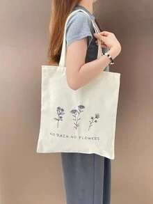 Bolsa de Ombro de Lona para Mulher, Estilo Japonês, Bolsa de Mão de Grande Capacidade, Adequada para Estudantes Indo para Escola ou para Tutoria Particular - Multicolorido - Ver 1