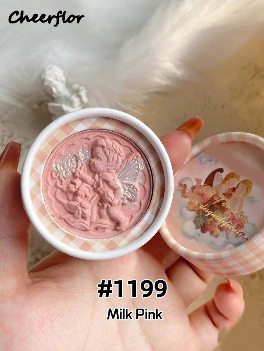 CHEERFLOR Embossed Solid Color Blush, Cheeks Powder Blush, Smooth Mate Face Blush, Light, Smooth, Facial Beauty Cosmetic Makeup - CFR1199 - 查看 1