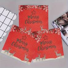 Christmas Letter And Santa Claus Deer Print By Napkins For Christmas Party Decoration, Kitchen Room Decoration, Home Scene Decoration, Birthday And Back To School Party Tableware,Christmas Gifts,Merry Christmas, For Outdoor, Camping