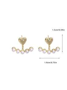 1對心形仿珍珠耳環，可調節耳釘，兩種穿戴風格，絕佳的聖誕節和感恩節禮物