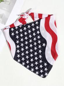1 pieza Pañuelo tipo bandana con estampado de bandera americana en estilo Y2K, unisex y casual, adecuado para vacaciones, uso diario y fiestas - Multicolor - Ver 4