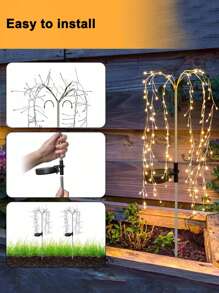 1 件装 LED 太阳能铜线爆竹灯，带彩色/暖白光，适用于别墅花园氛围灯庭院草坪装饰，户外花园照明，适用于小路、庭院、露台 - 銀銅線 - 查看 6