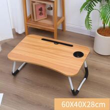 Mesa Plegable Para Laptop De Madera, Escritorio Para Cama , Plegable Portatil Y Soporte Portavasos Accesorios Para Laptop - nogal - Ver 2