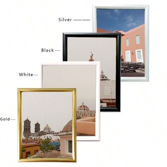 現代簡約金色半圓型展示架相框，可垂直或水平擺放，適用於客廳、臥室、餐廳、走廊、畫廊等空間（僅供參考，隨機附送相紙）