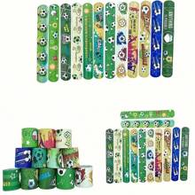 Set de 12 pulseras de golpe con estampado de fútbol, artículos para fiestas, recuerdos de fiesta de fútbol, decoraciones, regalos con temática de fútbol, Navidad - Multicolor - Ver 4