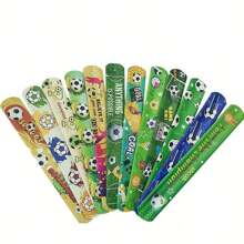 Set de 12 pulseras de golpe con estampado de fútbol, artículos para fiestas, recuerdos de fiesta de fútbol, decoraciones, regalos con temática de fútbol, Navidad - Multicolor - Ver 7