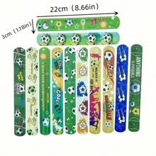 Set de 12 pulseras de golpe con estampado de fútbol, artículos para fiestas, recuerdos de fiesta de fútbol, decoraciones, regalos con temática de fútbol, Navidad - Multicolor - Ver 2
