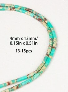 4*13mm / 13-15 piezas Cuentas sueltas cilíndricas largas de piedra natural redonda - Para hacer joyas DIY pulseras, collares y accesorios de pendientes - Idea de regalo bohemio chic inolvidable - Cuentas de tubo de 4x13mm - Ver 14