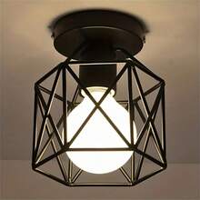1pc Hallway Light Fixtures Ceiling Mount, E27 Retro Industrial Semi Flush Mount Ceiling Light For Porch Hallway Kitchen Farmhouse Lighting, RV Light Fixtures(Just A Lampshade,Bulb Is NOT Included) - Multicolor - View 2