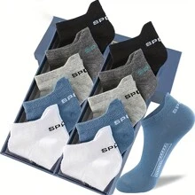 Sports Outdoor 5 Pairs Of Unisex Letter Graphic Socks, Sports And Mesh Breathable Low Cut Ankle Short Socks, Women's Long Socks And Socks - Multicolor - View 5