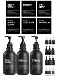 LEAPAIR 2/3 Peças Frasco Dispensador de Loção de 500ml/16.9oz com Bomba Dispensadora com Rótulos ou Suporte para Garrafa, Garrafas Recarregáveis de Shampoo e Condicionador, Frascos Dispensadores Apertáveis, Para Sabonete Líquido/Shampoo/Condicionador/Sabonete Líquido para as Mãos/Detergente Líquido/Loção, Dispensador de Armazenamento de Cozinha e Banheiro, Decoração de Banheiro Doméstico, Decoração de Outono, Volta às Aulas