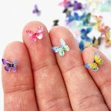10/20/30/50入組小型樹脂蝴蝶工藝品，多色小蝴蝶微型3D景觀裝飾，適用於玩具屋、仙女屋、蝴蝶指甲藝術、女子和女孩DIY指甲裝飾 - 彩色 - 查看 4