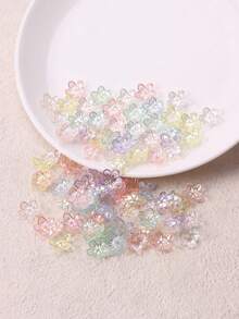 100pcs Mixed-Color Transparent Iridescent Five-Petal Flower Shaped DIY Jewelry Beads - Transparent Colorful Five-petal Flower - View 3