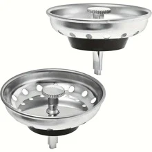 2/4 piezas Conjunto de colador y tapón para fregadero de cocina de acero inoxidable - Fácil de instalar, duradero y previene obstrucciones
