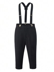 Conjunto de 4 piezas para niños con tirantes, traje de esmoquin para niño pequeño, atuendo de paje de boda, camisa roja, pantalones negros, tirantes, corbata de moño negra, traje formal, adecuado para cumpleaños de niños, boda, ceremonia de graduación, invitado de boda, paje, talla 6-16 años - Rojo - Ver 5