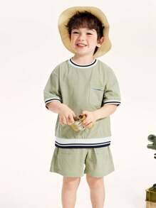 mini bala Boys Sports Leisure Two-Piece Set - Green - View 1