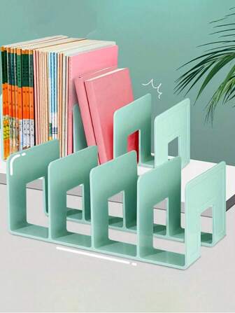 1/2/4 st bokhylla, bokställ, skrivbordsförvaringsställ, förvaringslåda med 4 rutnät, bokhylla med tjock skiljevägg, kontorsmaterial, köksställ, etikettklistermärken, lämplig för studenter, kontor, skrivbord, kök, badrum, kosmetika