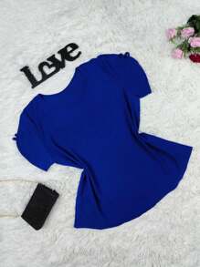 Plus Size Women Tops - 寶藍色 - 查看 2