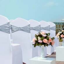 5pcs, Nordic Style Hotel Wedding Banquet Decoration Chair Cover, Chair Back Cover, Chair Ribbon Bow, Chair Back Buckle Universal Elastic Chair Tie, Wedding, Banquet, Hotel Home Decoration