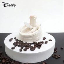 500毫升可愛卡通雙層杯奶杯咖啡杯保溫杯不銹鋼杯帶吸管便攜杯 - 米色 - 查看 5