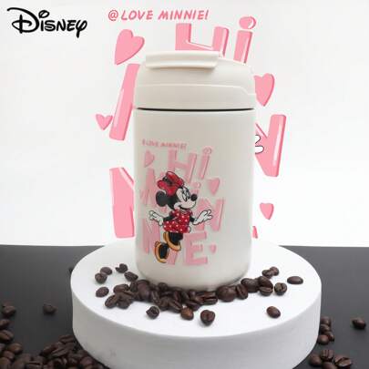 500毫升可愛卡通雙層杯奶杯咖啡杯保溫杯不銹鋼杯帶吸管便攜杯