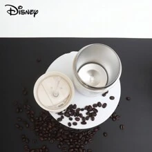 500毫升可愛卡通雙層杯奶杯咖啡杯保溫杯不銹鋼杯帶吸管便攜杯 - 米色 - 查看 7