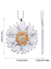 1pc White Daisy 2D Flat Car Rear View Mirror Accessories Tree Ornament Decoration Hanging Charm Interior Rearview Pendant Decor Gift,Home Decor ,Room Decor,Wall Decor - White - View 3