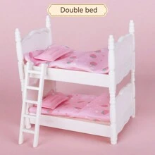 1 套娃娃屋微型家具模型,復古臥室床和書桌,塑膠材質 - 彩色 - 查看 14