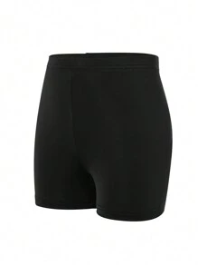 3pcs Solid Color Short Leggings Set For Tween Girls - Black - View 4