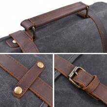 Mens Messenger Bag 15.6 Inch Waterproof Vintage Genuine Leather Waxed Canvas Briefcase Large Leather Computer Laptop Bag Rugged Satchel Shoulder Bag - Xám - Xem 5