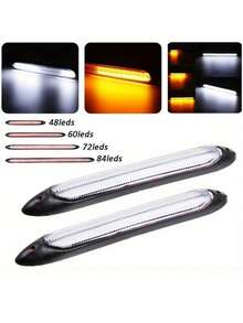 2入組車用LED行車燈，啟動掃描雙色轉向改裝柔性高亮度燈條 - 冰藍和黃色 - 查看 4