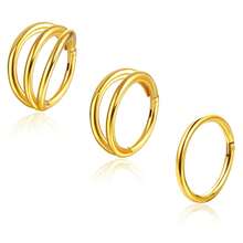 ADYJELY 3pcs Set Nose Rings & Lip Hoops, 16G Hypoallergenic Stainless Steel Fashionable Multi-Circle Ear Piercing Jewelry, Sexy Style For Nostril And Ear Cartilage Earlobe Earring ,Belly Ring Nipple Ring Black 8mm 10mm Women And Men Body Pierecing Jewelry - N053 - View 4