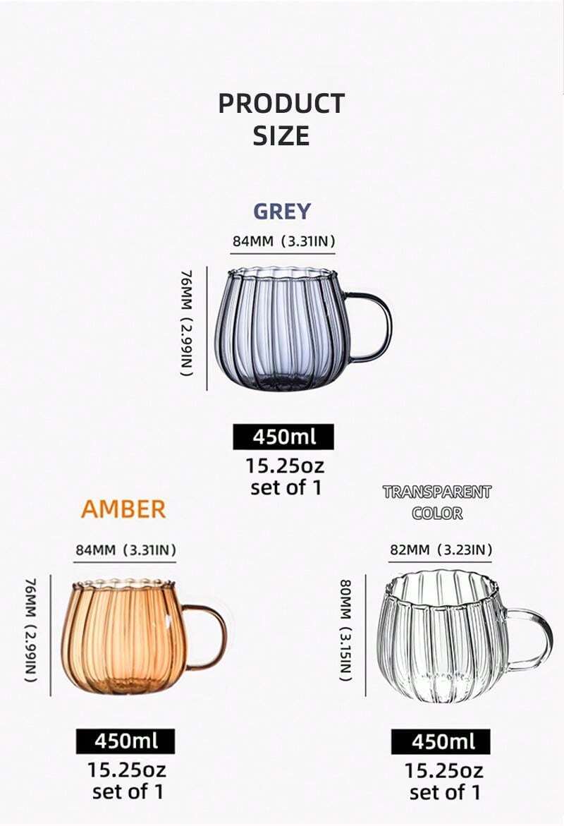 1 Pc 450ML(15.25OZ) High Borosilicate Glass Pumpkin Cups With Handle