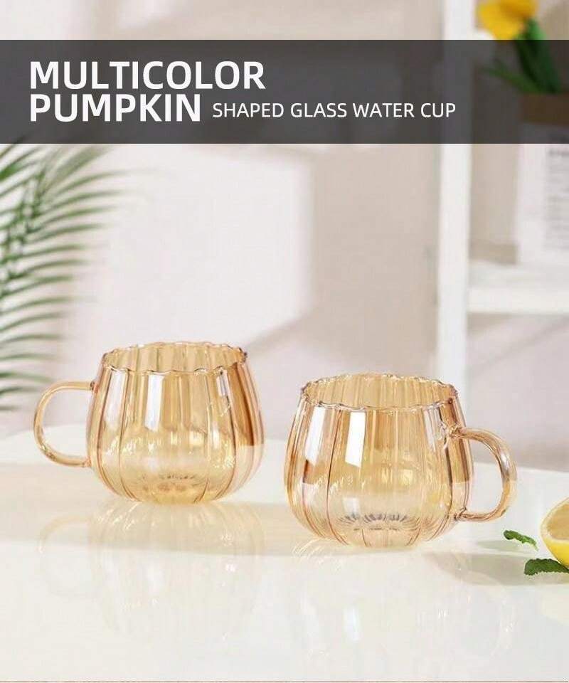 1 Pc 450ML(15.25OZ) High Borosilicate Glass Pumpkin Cups With Handle
