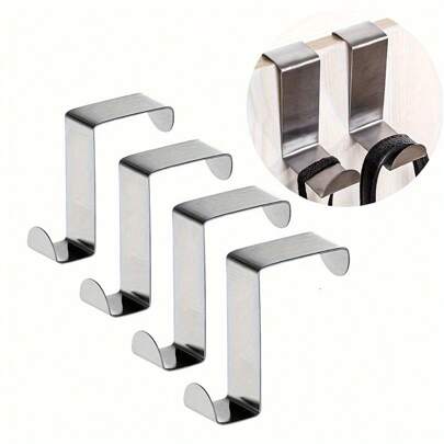 2pcs/4pcs Door Top Hooks, Cabinet Door Hanger, Z-Shaped Metal Hangers, Sturdy Bathroom Door Towel Hook, Closet Door Hook For Hanging Clothes Coats Organizer