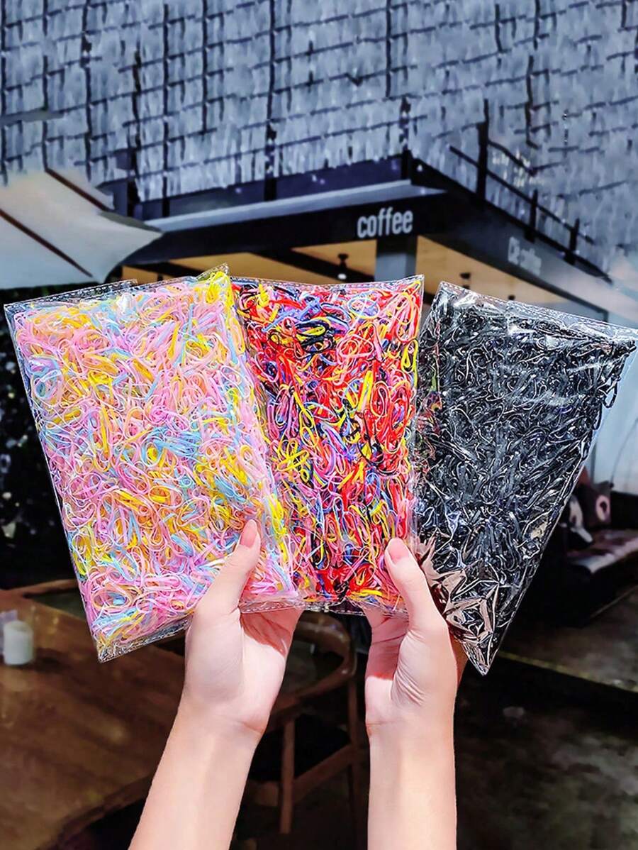 1000个/50个装糖果色简约设计弹力发圈,高品质,时尚优雅,适合日常佩戴,可扎马尾辫,可搭配各种服饰,多巴胺马尾发圈,发绳,发圈,发饰 - 彩色 - 查看 1