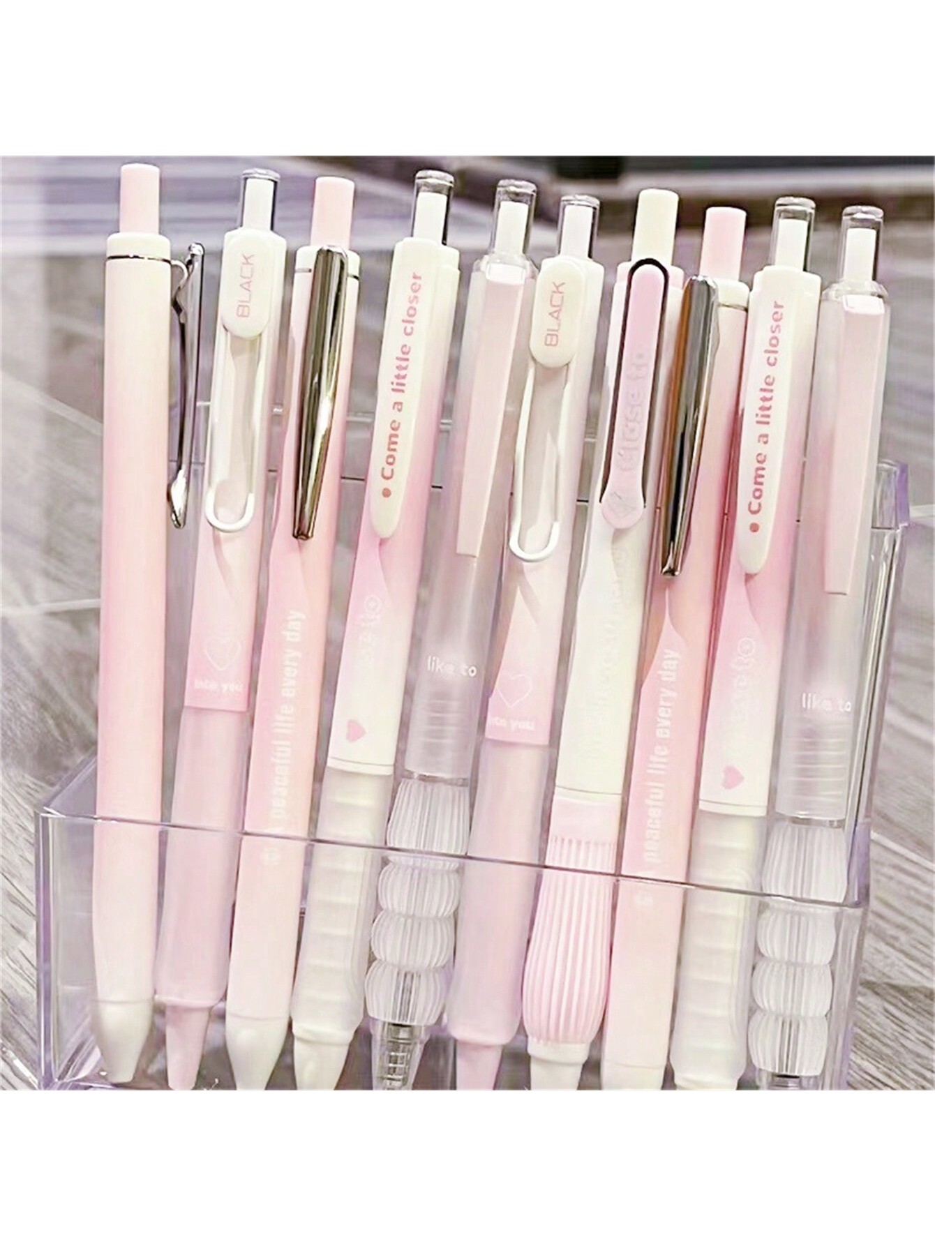 5pcs Highly Attractive Pink Stick Push Pen, 0.5mm Black Neutral Pen For Students And Office Workers, Boxed Back To School