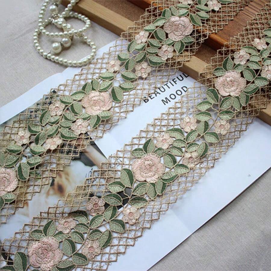 1 Yard Mesh Embroidered Floral Lace Trim Clothing Edge Decoration Material