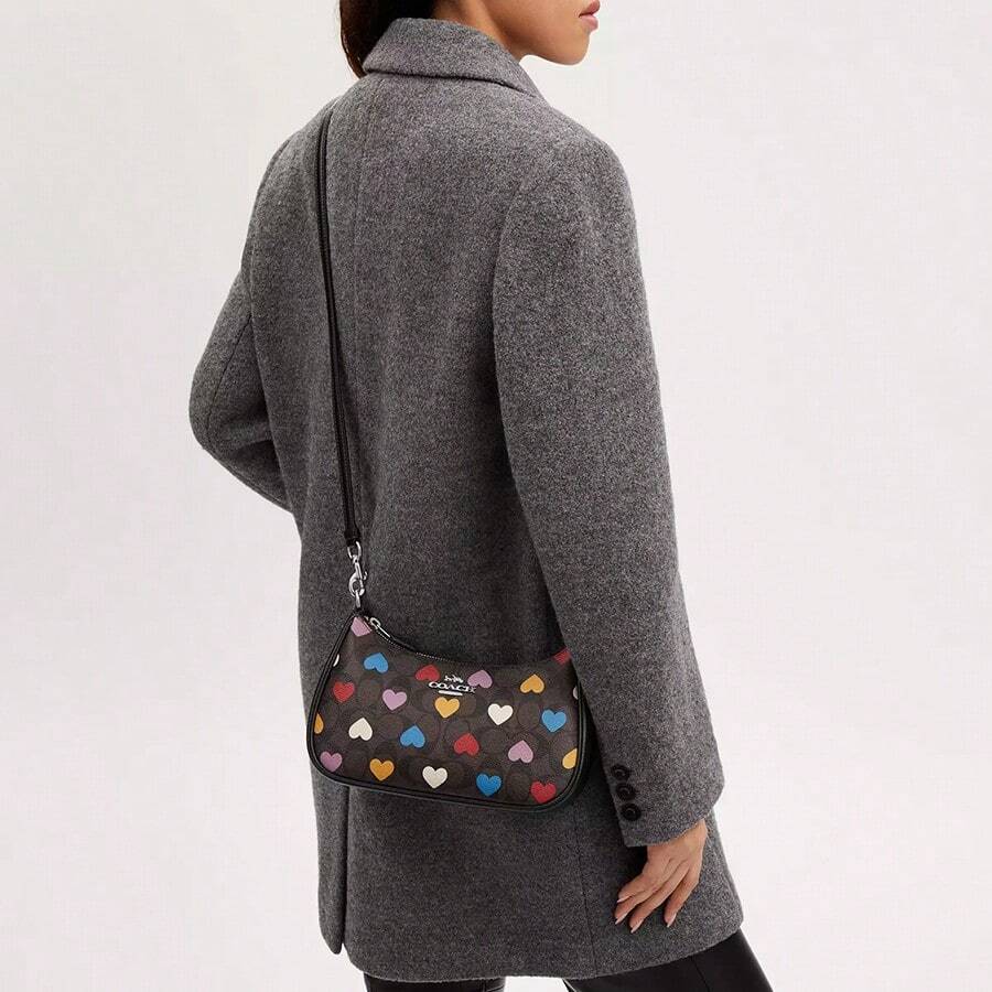 Coach Sac ?� ?�paule Teri en canevas signature, sac bandouli?�re femme, sac casual 2 voies, sac 