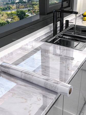 1 Roll Self Adhesive Marble Wall Paper, 40/60/80cm, 15.75/23.62/31.49in Widen Waterproof Oil-Proof High Temperature Resistant Kitchen Wall Stickers,Peel And Stick Wallpaper For Kitchen Countertop Cabinet Tables Living Room TV Background Home Decoration