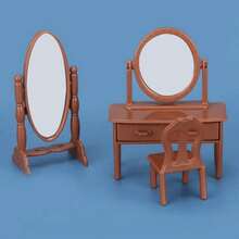 1 套娃娃屋微型家具模型,復古臥室床和書桌,塑膠材質 - 彩色 - 查看 7