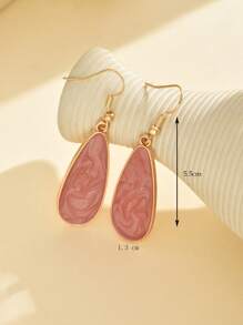 YWGEZHI 1對女士日常佩戴的粉色彩虹水滴形派對耳環 - 珊瑚粉 - 查看 3