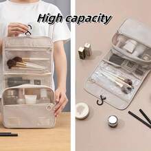 1入組大容量掛鉤收納袋，化妝品收納袋，旅行化妝包，適用於浴室，戶外，旅行，日常休閒 - 米色 - 查看 3