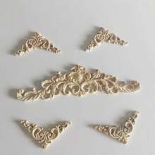 5 piezas Apliques de madera decorativos de talla para madera DIY y apliques para muebles, aplique de madera tallada largo para cama, puerta, armario, decoración de muebles