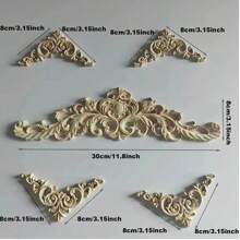 5 piezas Apliques de madera decorativos de talla para madera DIY y apliques para muebles, aplique de madera tallada largo para cama, puerta, armario, decoración de muebles