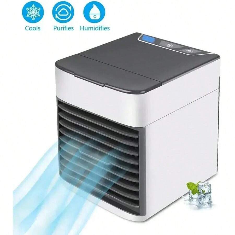 1pc Mini USB Cold Air Fan With Mist Humidifier, Portable Desktop Air