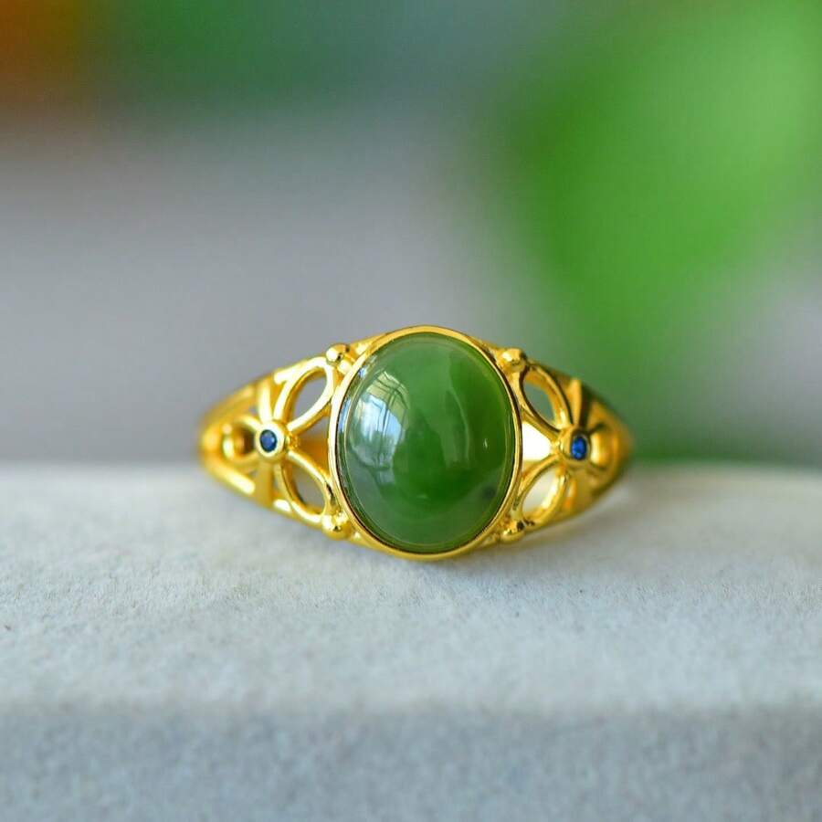 Natural Canadian Jasper Rings, Gold-Plated Inlaid Jade Rings, Diamond Rings, Adjustable Size Rings, Handmade Men's And Women's Gemstone Rings, Personalized Rings, Energy Rings, Anniversary Rings, Engagement Rings, Gifts For Her. - K Jasper Ring - View 1