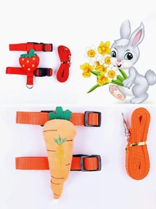 Adjustable Rabbit Harness And Leash, Bunny Leash And Harness Set For Walking Running Hiking Camping Outdoor,Rabbit Vest Harness And Leash Set Adjustable Soft Bunny Harness For Bunny Rabbit Kitten Small Animal Walking - Multicolor - View 3
